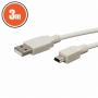 USB kábel A dugó - B dugó (mini) 3,0 m